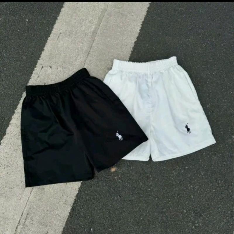 Quần đùi unisex nam nữ thêu ngựa, quần đùi gió 2 lớp hot 2025 Menswear Navy