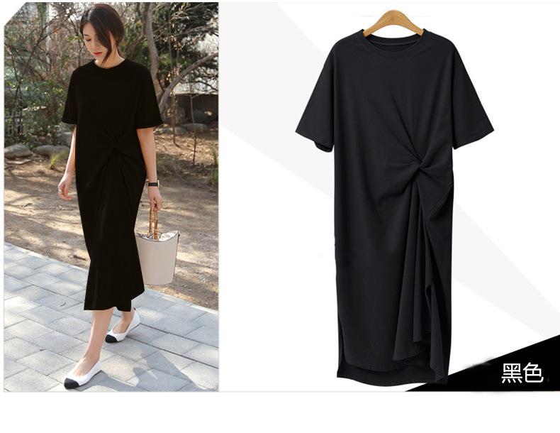 Product Introduction of Women's Short-Sleeved T-shirt 2024 Summer New Korean Style plus Size Women's Loose Slim Overknee Long T-shirt Skirt Top Clothes✨0831✨ 8