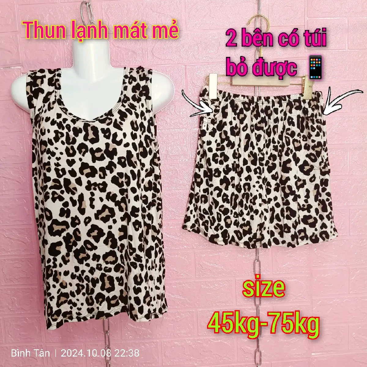 Đồ bộ ngủ sát nách nữ , đồ bộ mặc nhà vải thun lạnh mặc ngủ mặc ở nhà mặc ngủ rát thoải mái  chiều dài 90cm free size 45kg đến 70kg  Nữ Women Dress đồ bộ Ngủ  Quần Ngủ