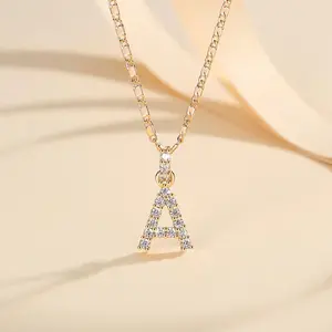 SK - Kalung huruf emas bergaya, terbuat dari bahan S925 dan dilapisi emas 18K.