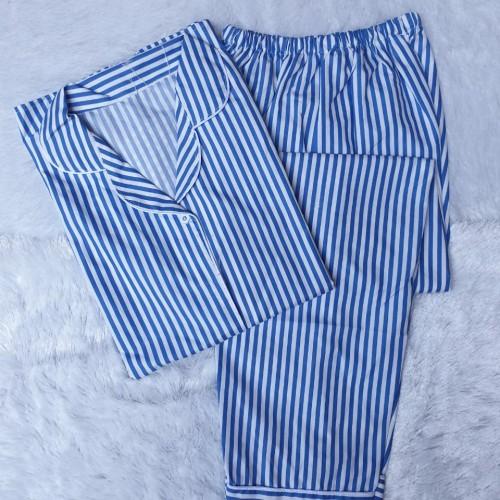 Baju Tidur Wanita / Piyama Wanita Motif Salur Lengan Pendek/ Piyama Kekinian/Piyama Garis / Piyama Jumbo 3