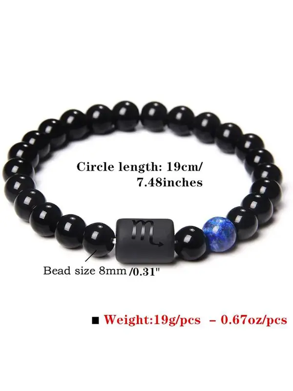 12 Constellation Charm Bracelet, Accessories for Men, Galaxy Glass Stone Beaded Bracelet for Men & Women, Versatile Accessories for Daily Wear, Trendy Matching Jewelry As Gift 1
