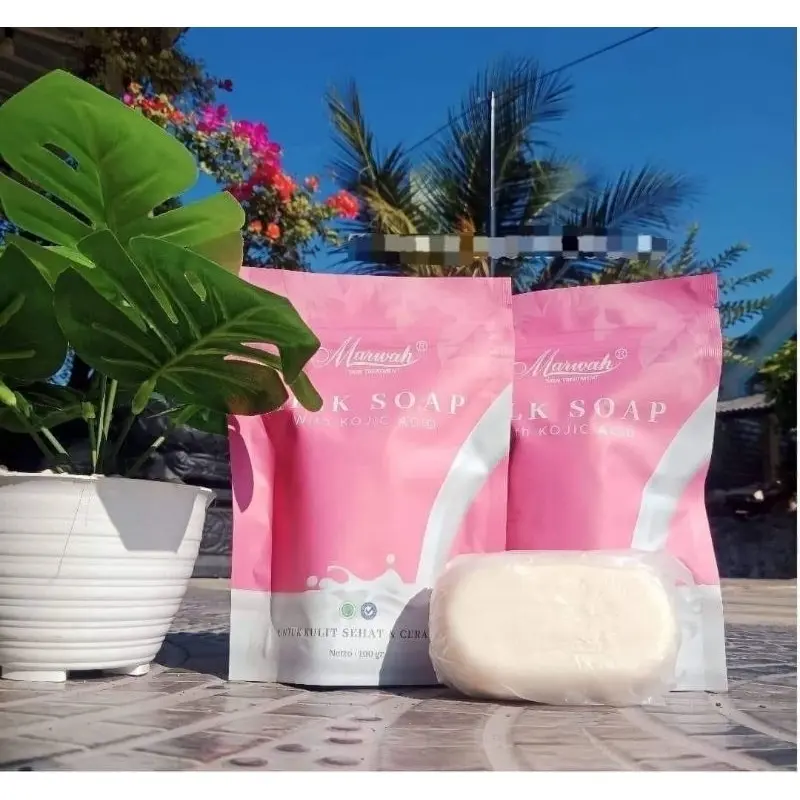 Sabun kojic acid marwah skincare dengan kandungan extrak susu kojic acid dan niacinamide untuk mengangkat sel kulit mati dan mencerahkan kulit wajah dan badan pemutihan whitening agent soap Membersihkan Tubuh Memutihkan Pencerah Vitamin