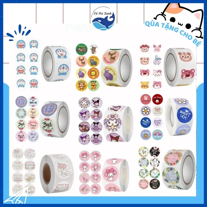 Cuộn 500 Tem Nhãn Dán Sticker, Miếng Dán Decal Thank You 500 cái/1 cuộn