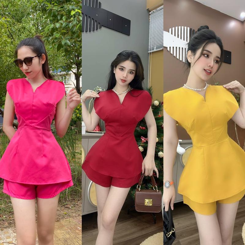 Set Tiểu Thư Shop Lan Ngọc, Áo Dáng Peplum, Chất Liệu Tafta Fin