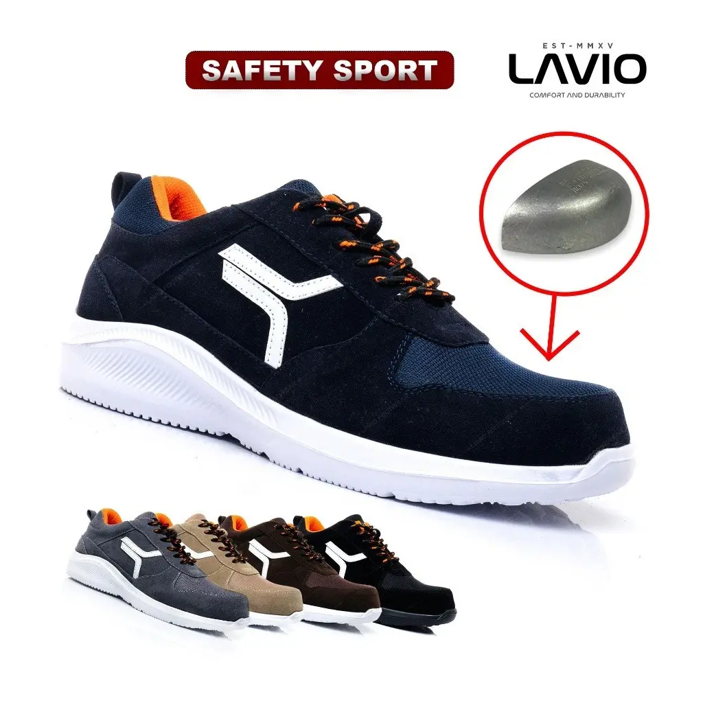 Sepatu Sneakers Pria Original Branded Keren Lavio Micro bahan Suede Septi Safety Mikro Ujung Besi Casual Kerja Shoes webbing atletis