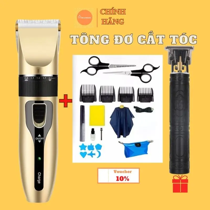 Tông đơ cắt tóc gia đình cắm sạc usb tặng kèm 13 bộ phụ kiện, Tông đơ cắt tóc cho bé hàng chất lượng tốt