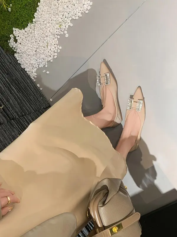 Women's Elegant Rhinestone Decorated Flat Shoes, Trendy Pointed Toe Slip on Shoes, Fashionable Shoes for Daily Wear, Girl 8