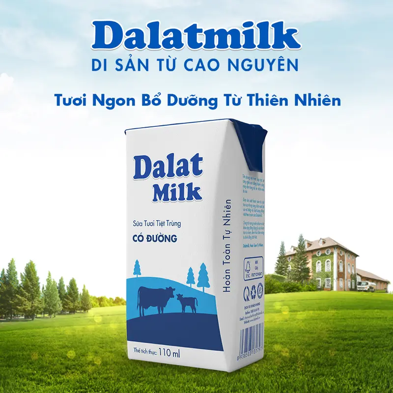 Thùng 48 hộp sữa tươi tiệt trùng Dalatmilk có đường 110 ml (110 ml x 48) 3