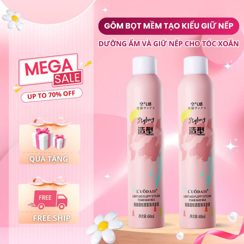 Gôm mềm, keo xịt giữ nếp tóc nữ, keo bọt tạo kiểu tóc xoăn nam mềm, chai 450ml Chính Hãng