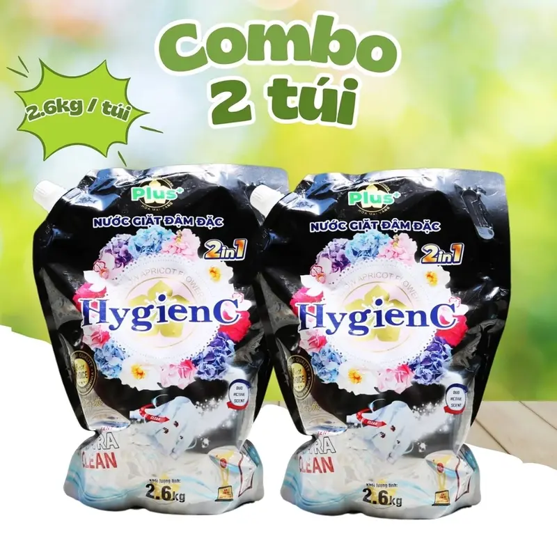 [MUA 2 TẶNG 3] Combo 2 túi nước giặt đậm đặc HygienC Plus+ 5,2Kg công nghệ Thái Lan nước giặt thơm lâu đậm đặc DINO STORE Làm Sạch 7