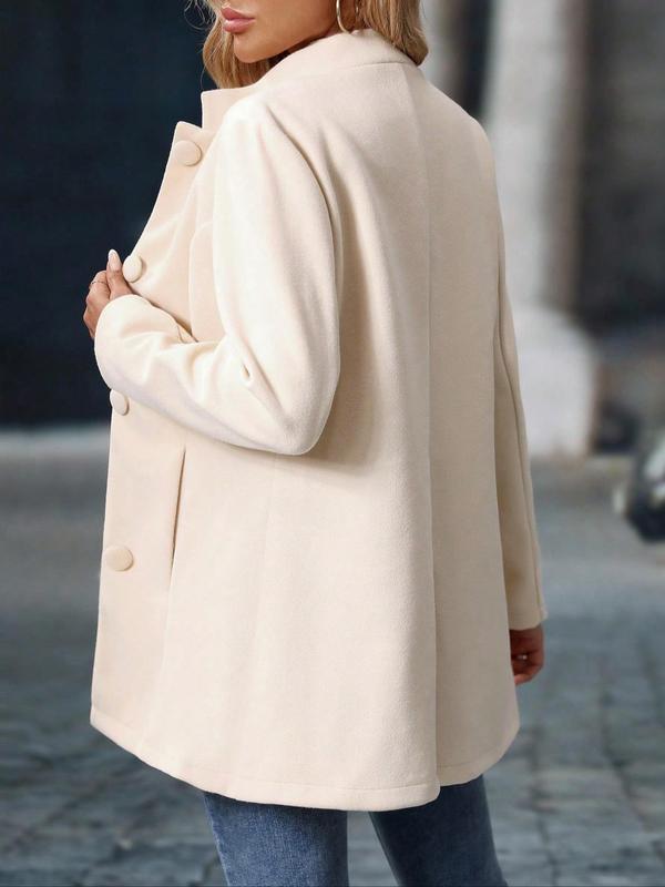 Women's Solid Color Button Mock Neck Coat, Casual Long Sleeve Outerwear for Fall & Winter, Women's Clothing for Daily Wear 1