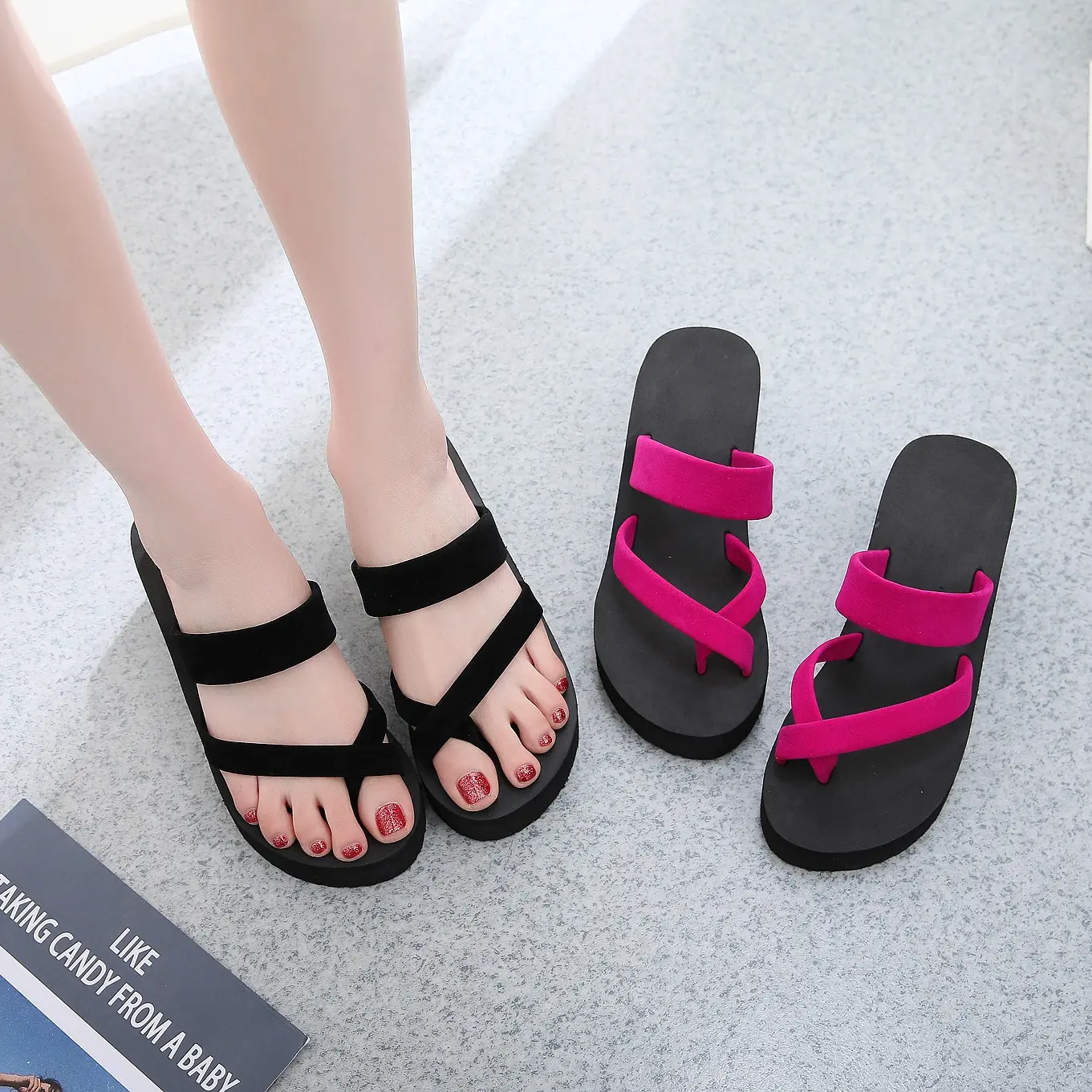 2025 Women's Sandals Women's Slippers Women's Shoes Women's Sandals Women's Flip Flops Thick Sole Casual Beach Summer Ladies Fashion Outdoor EVA