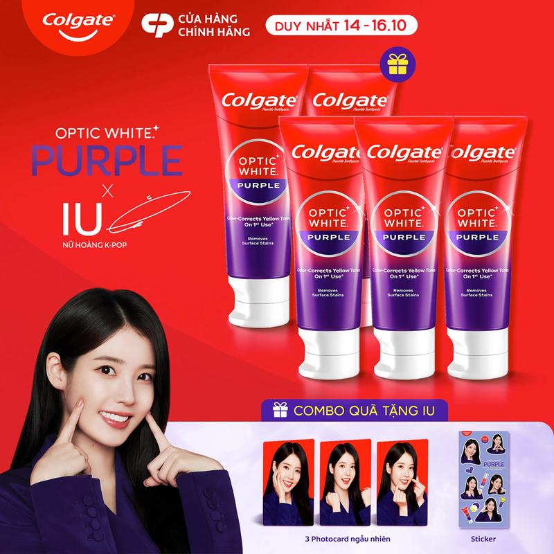 [Duy nhất 14-16.10] Bộ 3 Kem Đánh Răng Colgate trắng răng Optic White Purple 100g - Công nghệ sắc tím, trung hòa sắc vàng cho răng trắng sáng, an toàn cho men răng