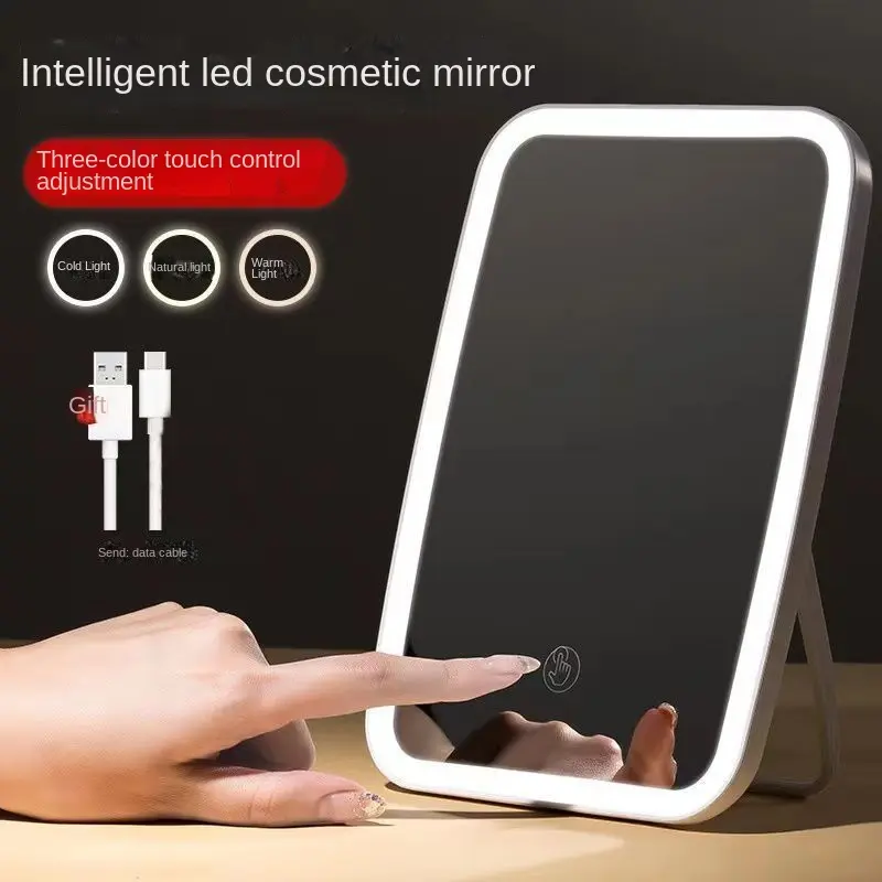 Gương Trang Điểm Led, Phong Cách Người Nổi Tiếng Trên Internet, Có Đèn, Thích Hợp Cho Ký Túc Xá Và Phòng Ngủ, Sạc Và Nguồn Sáng Phụ, Gương Trang Điểm, Để Bàn, Thích Hợp Cho Phòng Cho Thuê Nữ Cosmetic 6