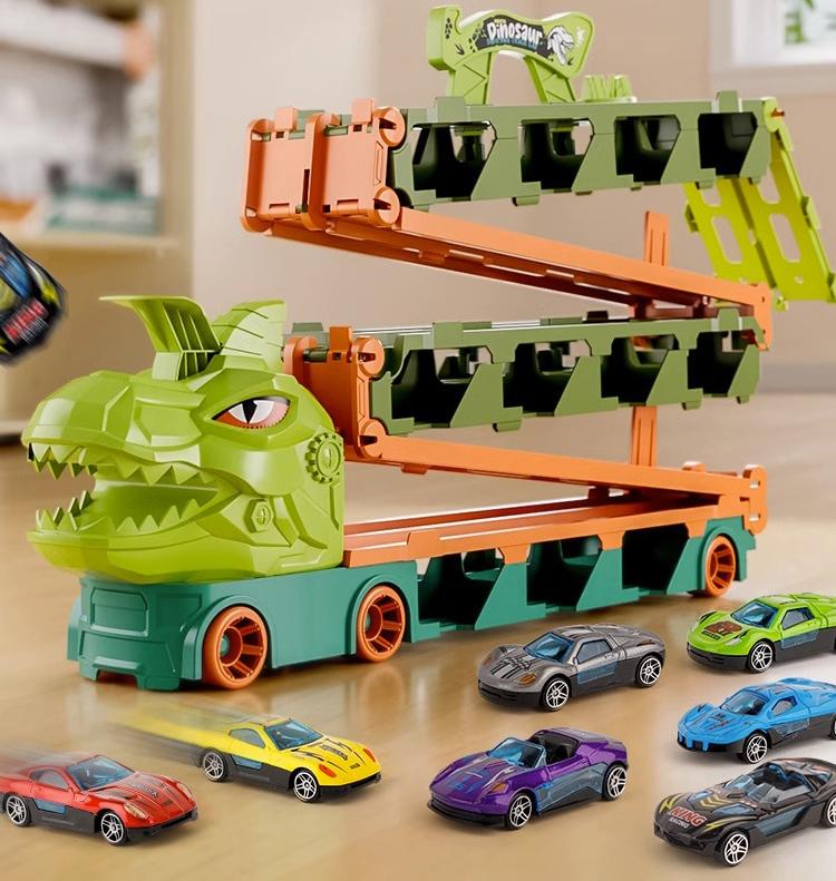  Đồ Chơi Xe T ải Khủng Long 3 Tầng Xe Đua Khủng Long Có Thể Gập Lại Vận Chuyển Với 2 Đường Đua Phóng Xe Mô Hình  Toy 
