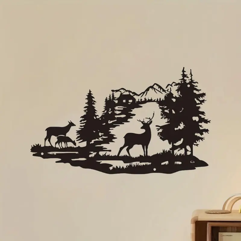 Metal Wall Decor, Deer & Forest Design Wall Art, Modern Minimalist Wall Decor, Wall Hanging Decor for Home Living Room Bedroom, Hangable 5