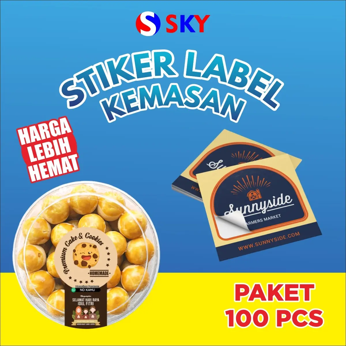 Stiker Label Kemasan produk paket 100 PCs Murah Banget