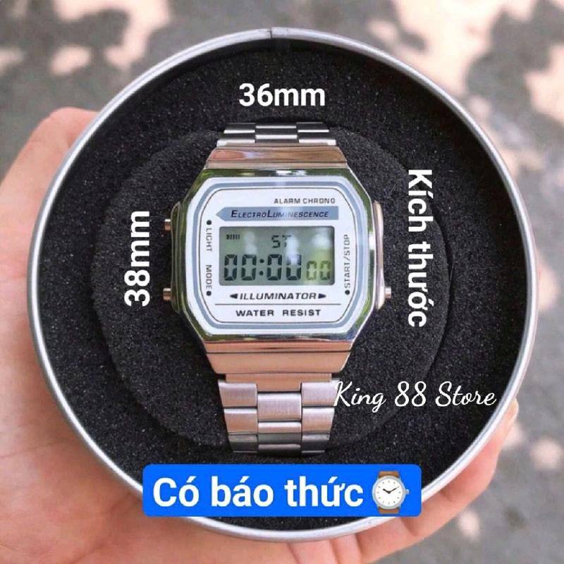 Đồng hồ Điện tử kiểu dáng Classic size 38*36mm đầy đủ chức năng xem giờ, BÁO THỨC, bấm giờ dành cho Nam có tặng hộp và Pin dự phòng đi kèm. Bảo hành 12 tháng về máy đồng  hồ bạc Watch Đeo Tay mtp