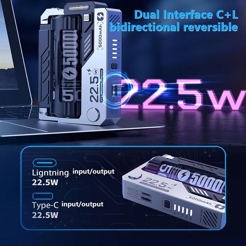 Portable Power Bank, 1pc Small & Separate Mobile Power with Detachable Charging Cable, Quick Change Power Bank for Phone, Boyfriend Gift, Rechargeable Batteries, Electronics Accessories, Charger Connector 4