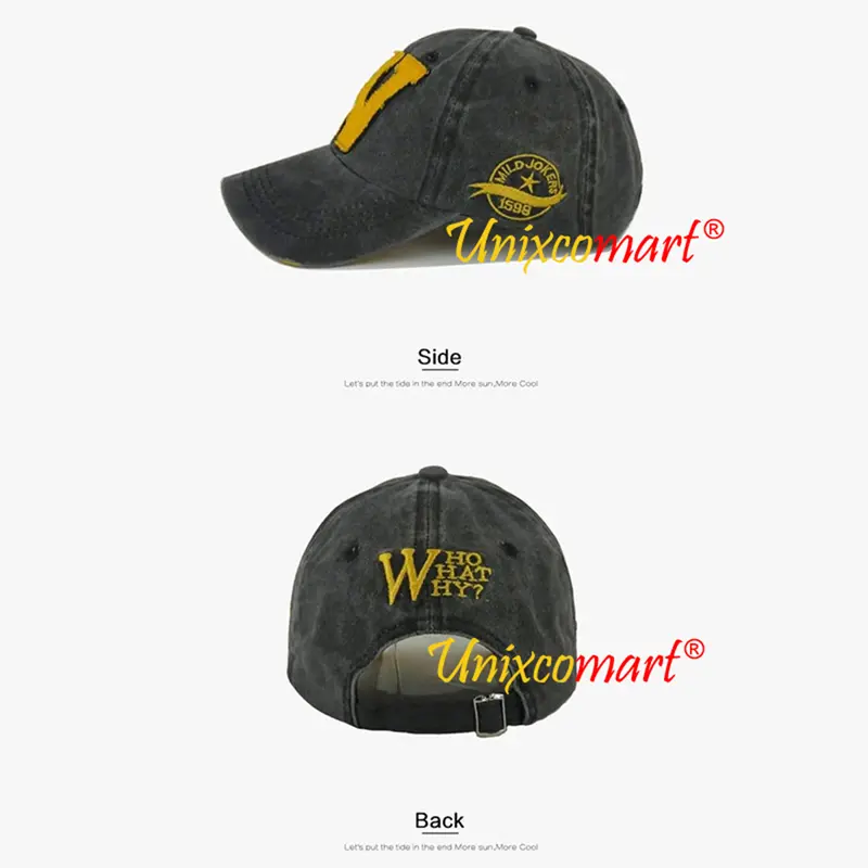 Topi Baseball W LOGO Jokers Hat Cap Casual Sport Distro Vintage Pria Wanita Black Dewasa 3