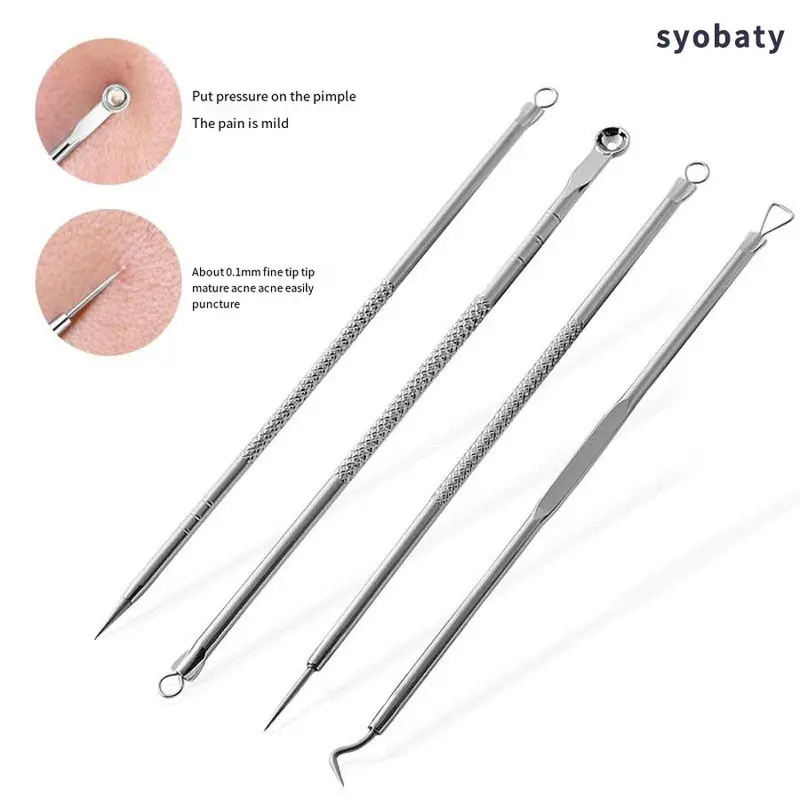 Comfort Blackhead Cleaning Tools with Storage Case, 4 Counts/set Portable Acne Removal Kit, Comedo Pimple Blemish Remover, Skin Care Tools for Men and Women, Branded Skincare, Skincare Products, Glass Skin Tool, Valentine's Day Gift for Men 3