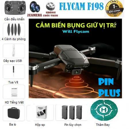 Flycam F198 New 2025 -Pin nâng cấp Camera Kép Động cơ không chổi than cảm biến bụng. Chụp Ảnh Drone. Phụ Kiện Đèn