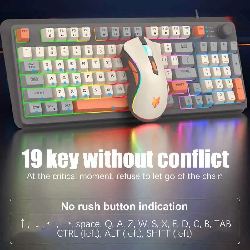 XUNFOX Gaming Keyboard RGB LED USB Wired 94 Keys Top Knob with Mouse - K820 1