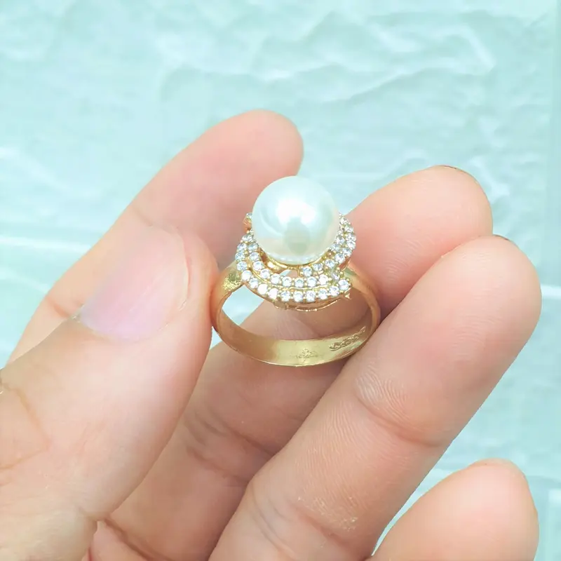 (Có Ký Hiệu-Dùng Như Vàng) Nhẫn Đính Trai Xoàn Cắt Cao Cấp- Nhẫn nữ dùng lâu dài tắm rửa thoải mái không phai không kiêng mồ hôi,có pha vàng bên trong 4