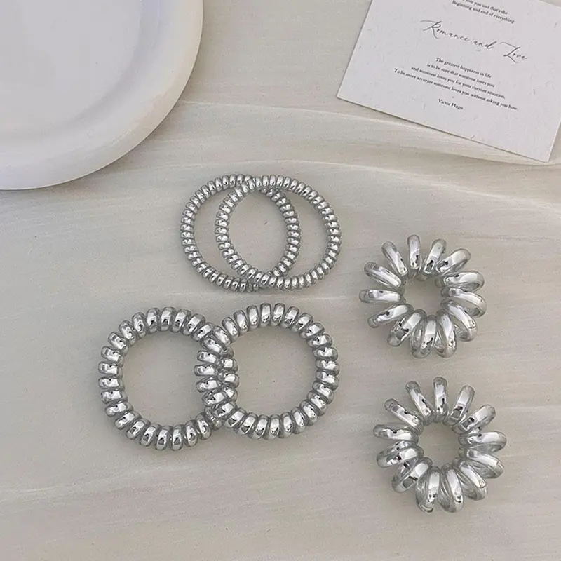 Dây Buộc Tóc Đường Dây Điện Thoại Cho Nữ Dây Buộc Tóc Vòng Đơn Giản Ngầu V5P3 2
