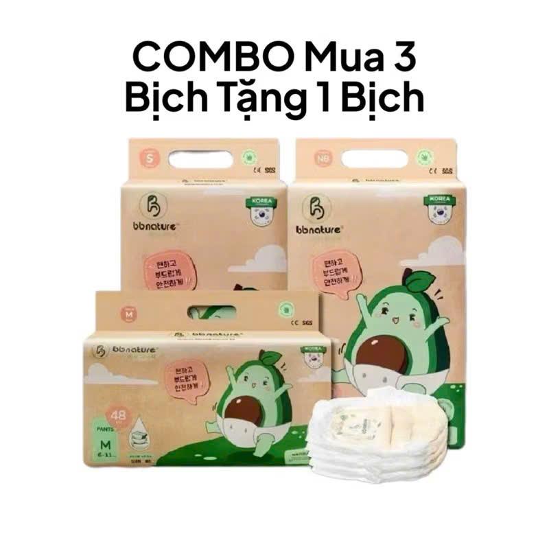 [ Combo 3 tặng 1 mẫu cũ ] BB NATURE mẫu cũ combo 3 bịch  tặng 1 bịch tã /bỉm cho bé