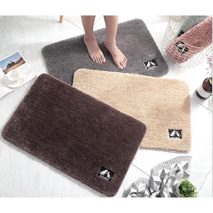 Thảm lau chân lông cừu thảm chùi chân 40x60cm có đế chống trơn trượt trơn một màu họa tiết bàn chân