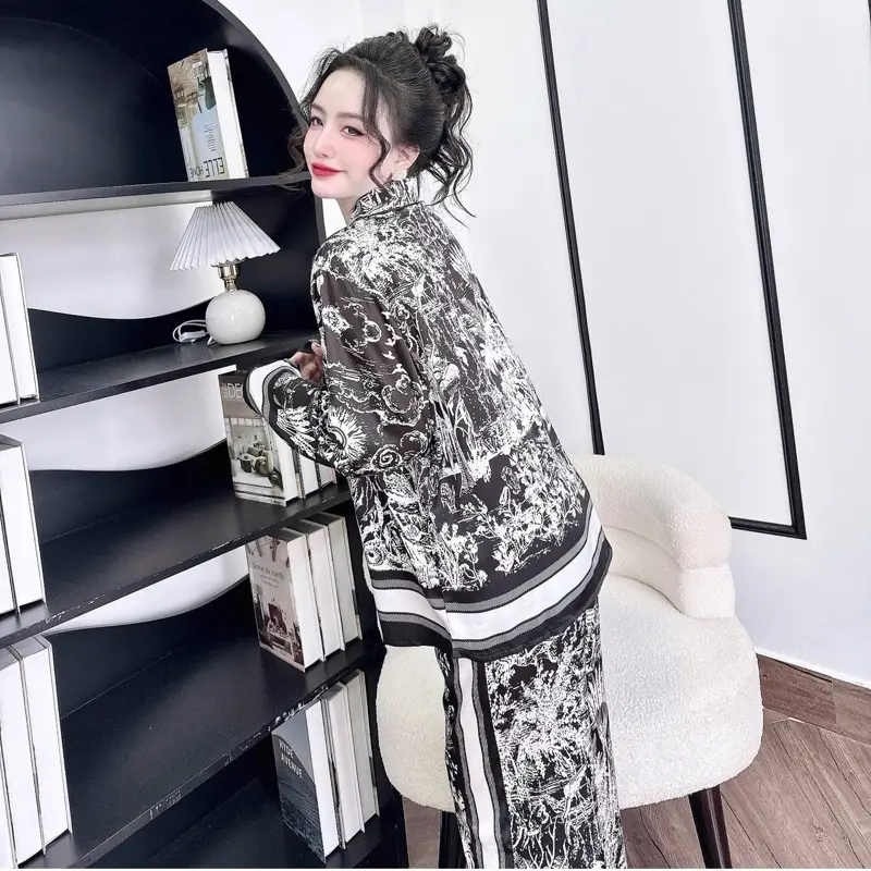 Đồ Bộ Pijama Bigsize,Vest Rừng Đen, FROM RỘNG Lụa Latin Tơ Tằm quần dài 95cm 5