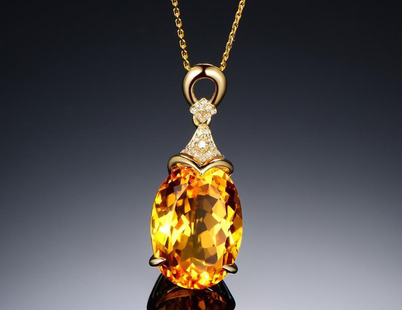 Product Introduction of Mặt dây chuyền bạc Sterling, Mặt dây chuyền pha lê màu vàng tự nhiên 13,98 Carat, Dát kim cương, Vòng Cổ Có Thể Tùy Chỉnh, dành cho phụ nữ 9