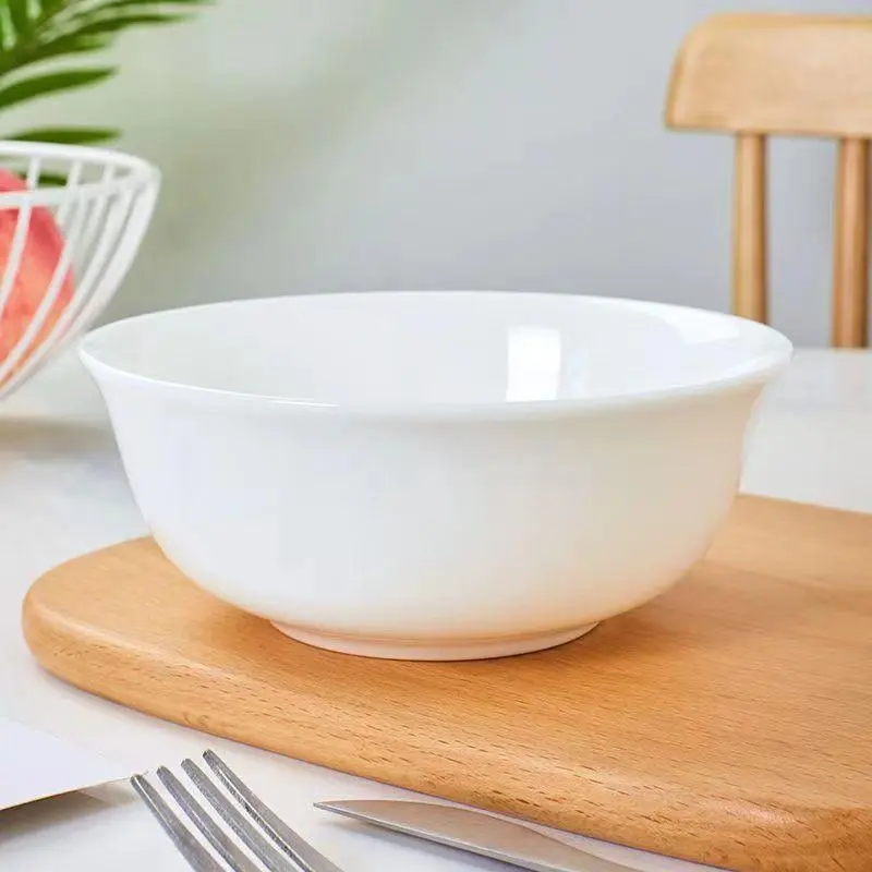 Solid Color Ceramic Bowl, 4 Counts Dinner Bowl, Household Simple Bowl for Salad, Rice, Soup, Tableware for Home Kitchen Dining Room