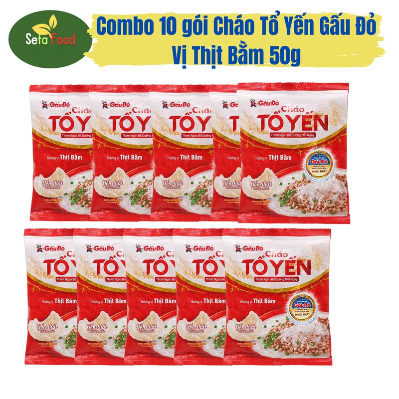  Combo 10 gói cháo tổ yến Gấu Đỏ có yến thật thơm ngon bổ dưỡng mỗi ngày chao dinh 