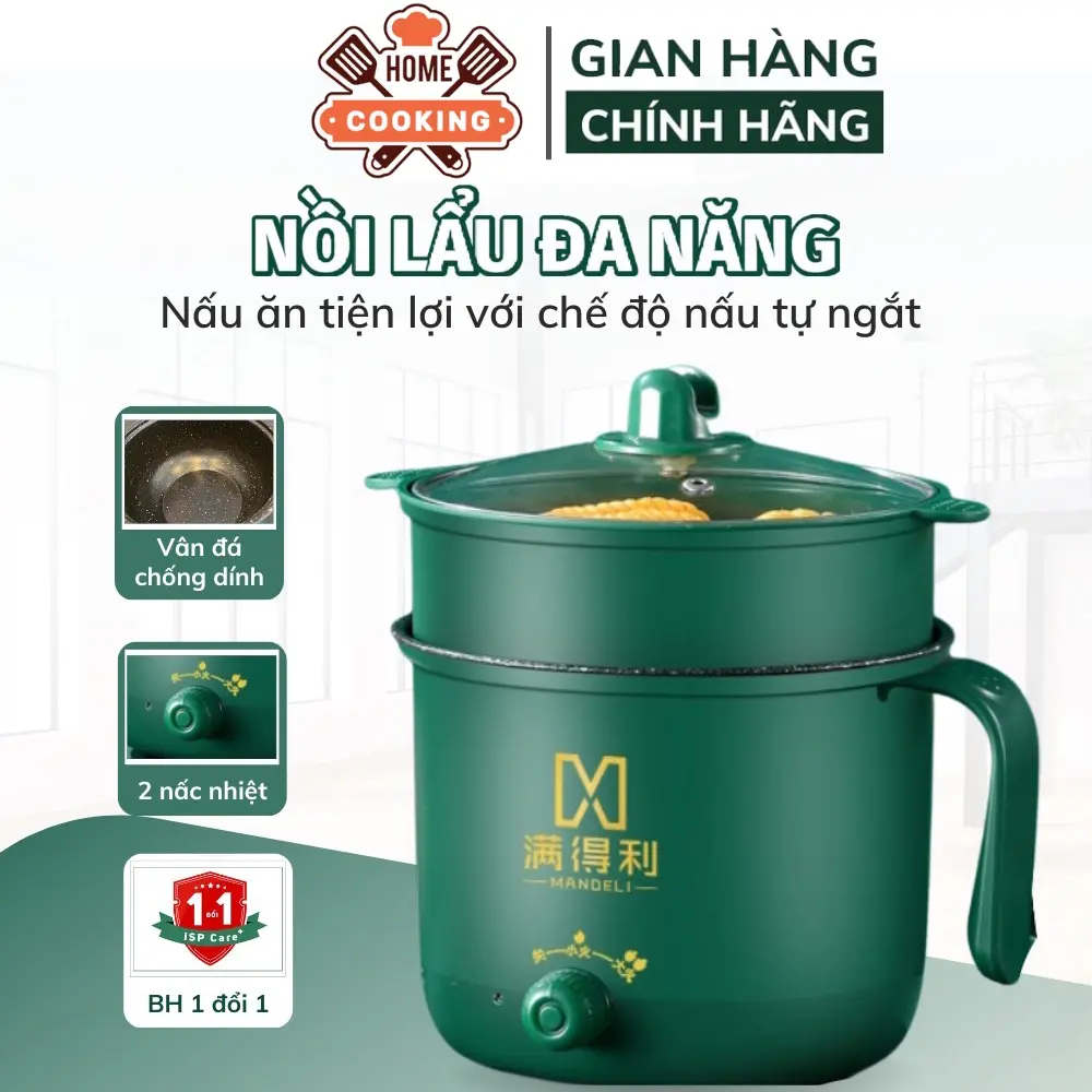 Nồi Lẩu Mini Đa Năng Nấu Mì Cay, Hấp, Hâm Nóng Đồ Ăn 18cm