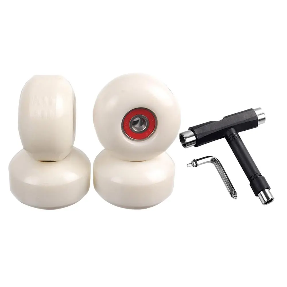4Pcs Skateboard Wheels,52mm 95A Hardness Replacement Wheels with 608 RS ABEC-9 Bearings T type Tool Wrench for Skateboard Cruiser