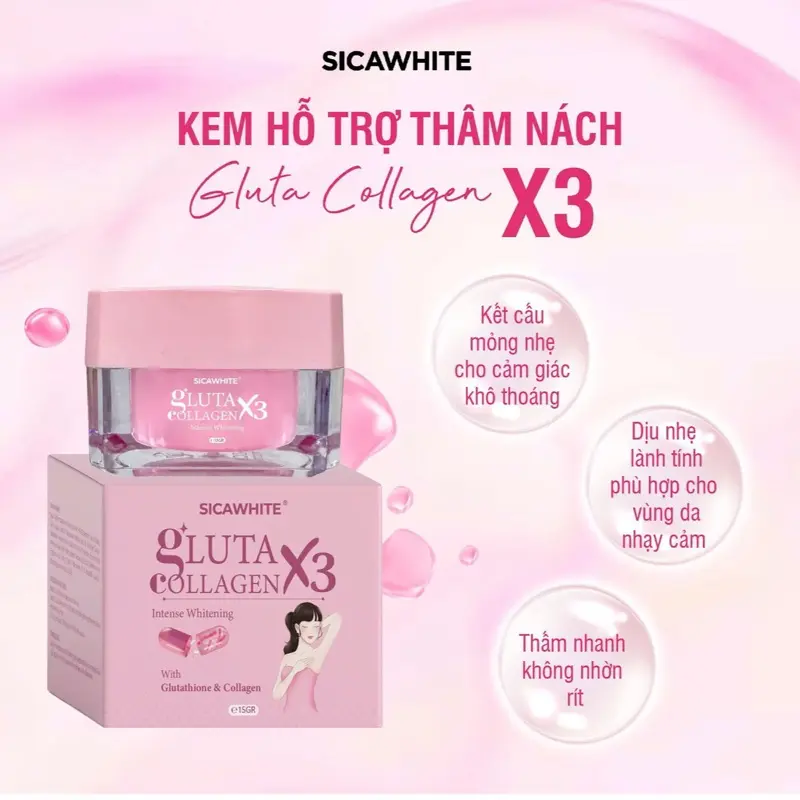 (CB20) COMBO 2 Kem GLUTA COLLAGEN X3 - Hỗ trợ Giảm Thâm Nách, Dưỡng Trắng Nách, Mông, Đầu Gối -  Làm Đẹp Da Chăm Sóc Da 4