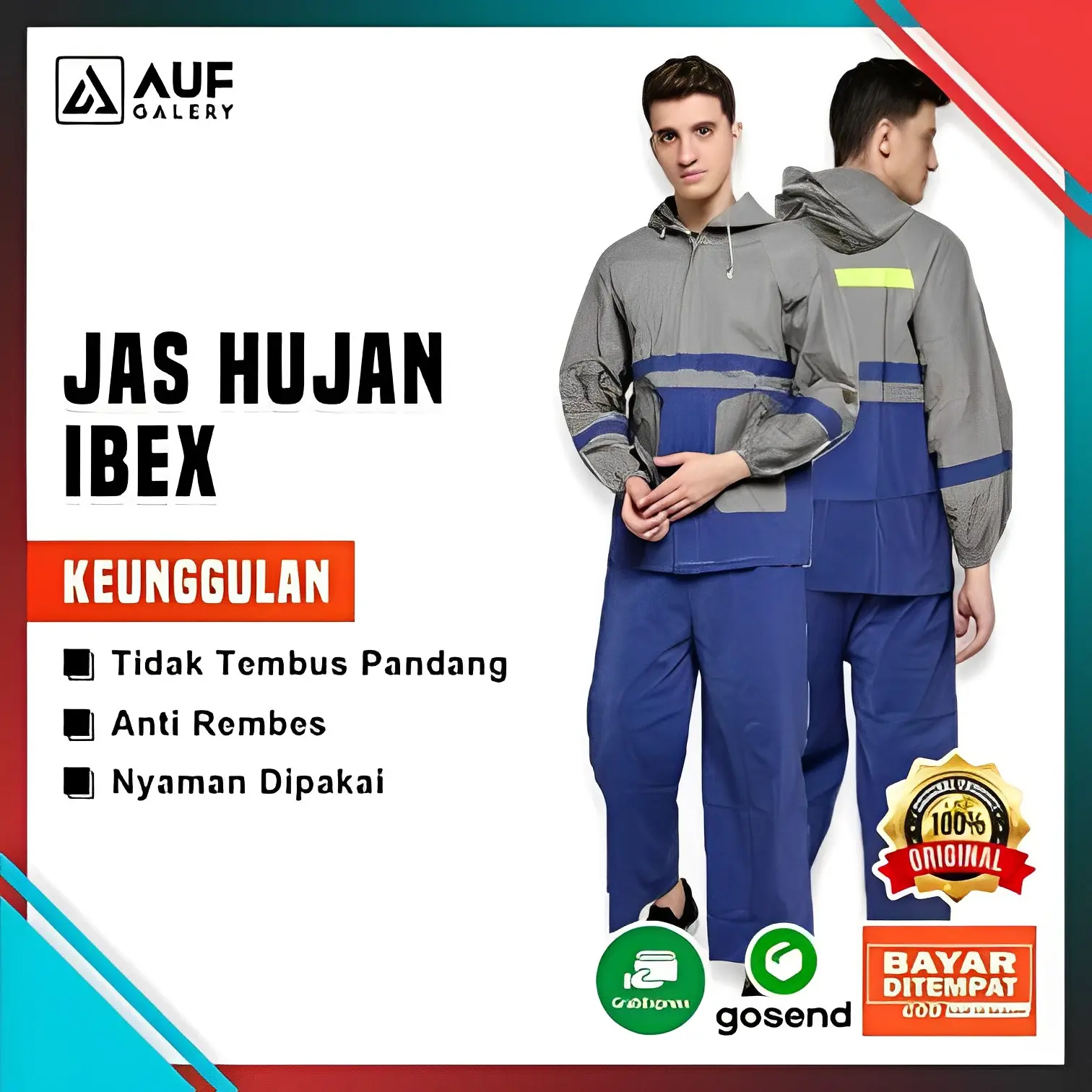MANTEL HUJAN IBEX Setelan Jaket Celana JAS WATERPROFF Dewasa Raincoat Anti Air Kombinasi Baju Celana Laki Cowok Scotlight Saku Kangguru Pria Wanita Trendy Kekinian Murah TikTok Shop