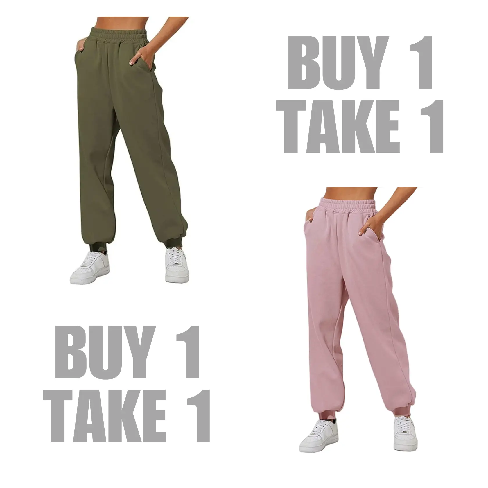 BUY 1 TAKE 1 KILY.PH Elastic High Waist Basic Jogger Pants with Pockets  Unisex Jogging Pants 19A**13