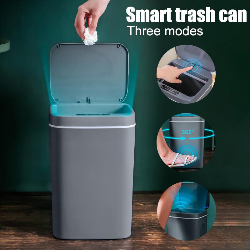 Thùng rác điện tử cảm biến sạc thông minh 12L / 14L / 16L / thân thiện với môi trường / Thùng rác hình chữ nhật tiết kiệm năng lượng 3