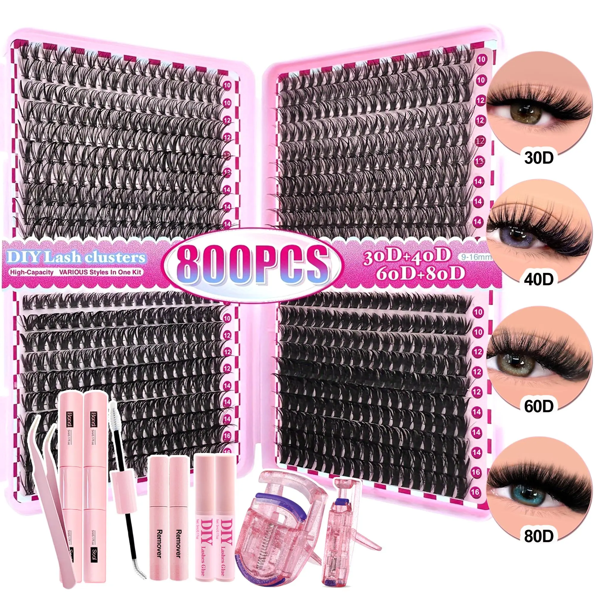 Individual False Eyelashes Kit, 1 Set Mixed Length & Styles Natural Look Eyelash Extensions, Self Grafting Curl Eyelashes, Eye Makeup Accessories