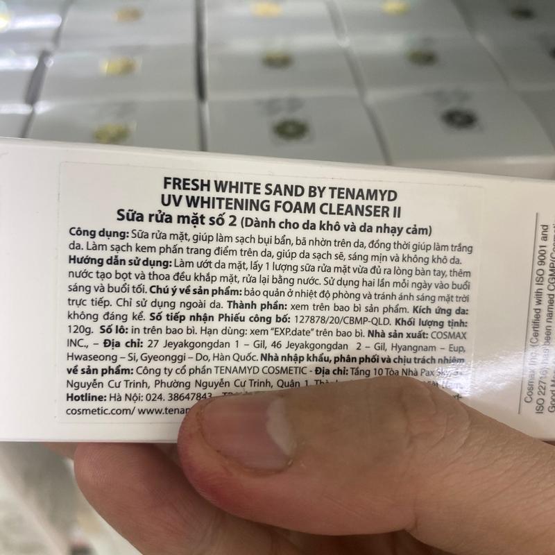 Sữa rửa mặt trắng da Tenamyd Fresh White Sand UV Whitening Foam Cleanser 120g chính hãng 5