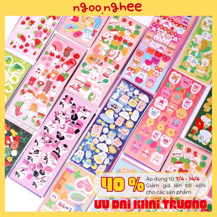 Set 100 Sticker Trang Trí Ngoo.nghee DIY Lấp Lánh Trang Trí Sổ ...