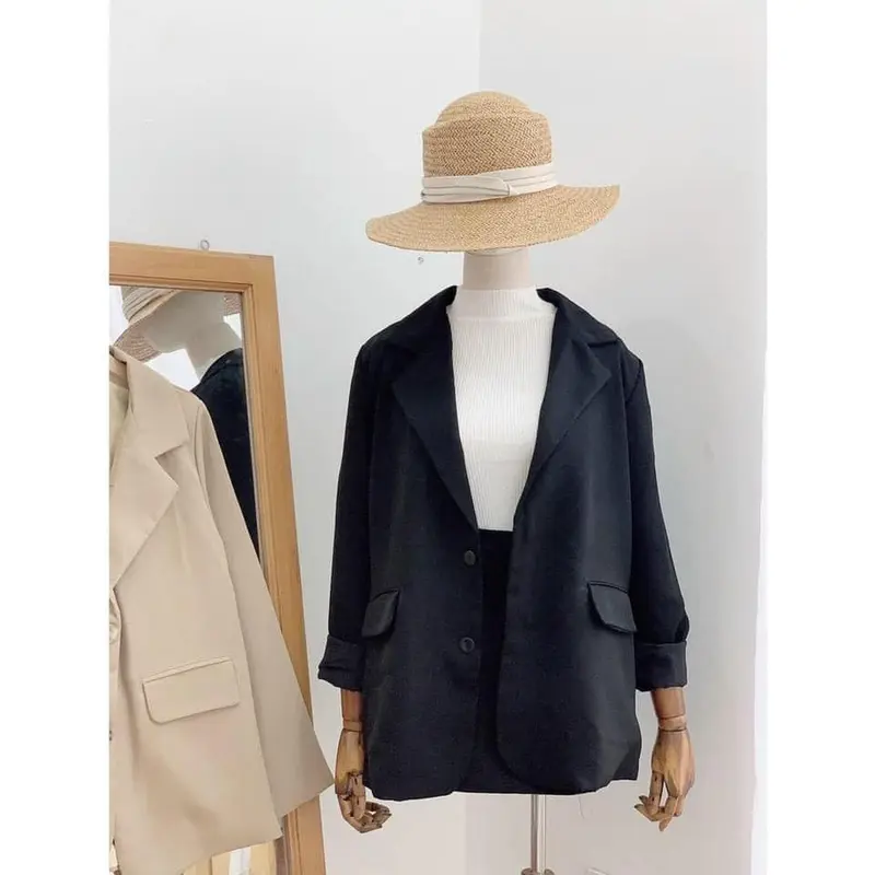 Áo khoác nữ áo vest blazer trơn màu đen bassic dễ phối màu hàn quốc, TOTO SHOP 4