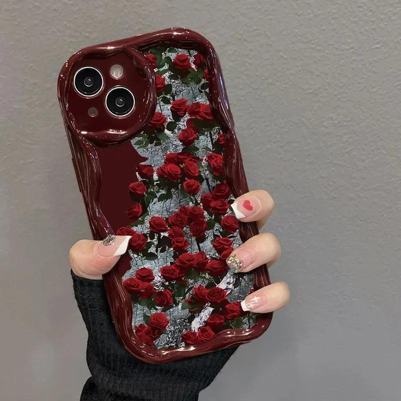 Ốp Điện Thoại Thích Hợp Cho IPhone 11 12 X XR XS Max SE 7 Plus 8 Plus 13 14 15 Pro Max, Thời Trang, Phổ Biến, Hấp Dẫn, Chống Trượt, Chống Sốc, Chống Bụi Bẩn, Ưa Nhìn, Hoa Tuyết, Họa Tiết Hoa Hồng, Phong Cách INS Phụ Kiện Case