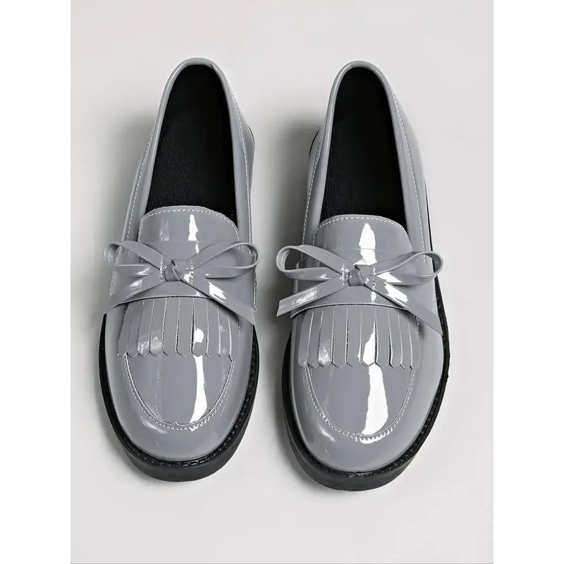 Women's Classical Solid Color Bow Decorated Loafers, Fashionable PU Leather Shoes for Daily Wear, Lightweight Breathable Comfortable Shoes for Women & Girls 6
