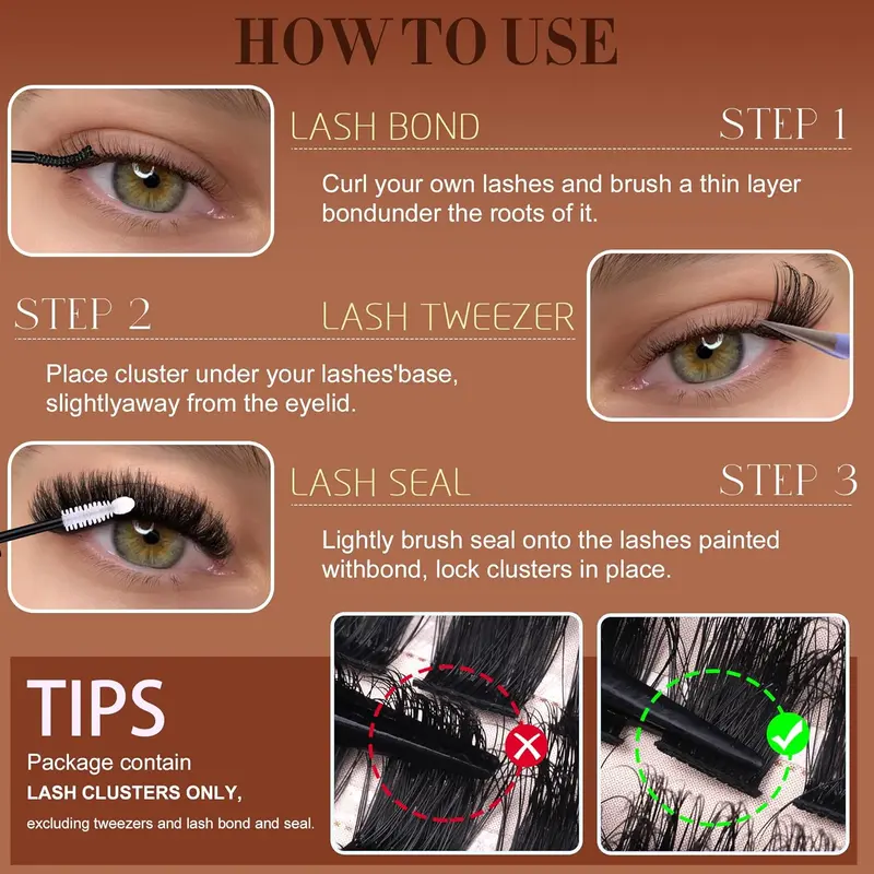 Black Eyelash Extensions Kit, 1 Set Including 294pcs D Curl Eyelashes, 1 Eyelash Glue & 1 Tweezers, Professional Eye Makeup Accessories for Women, Cosmetic, DIY Cluster Lash 4