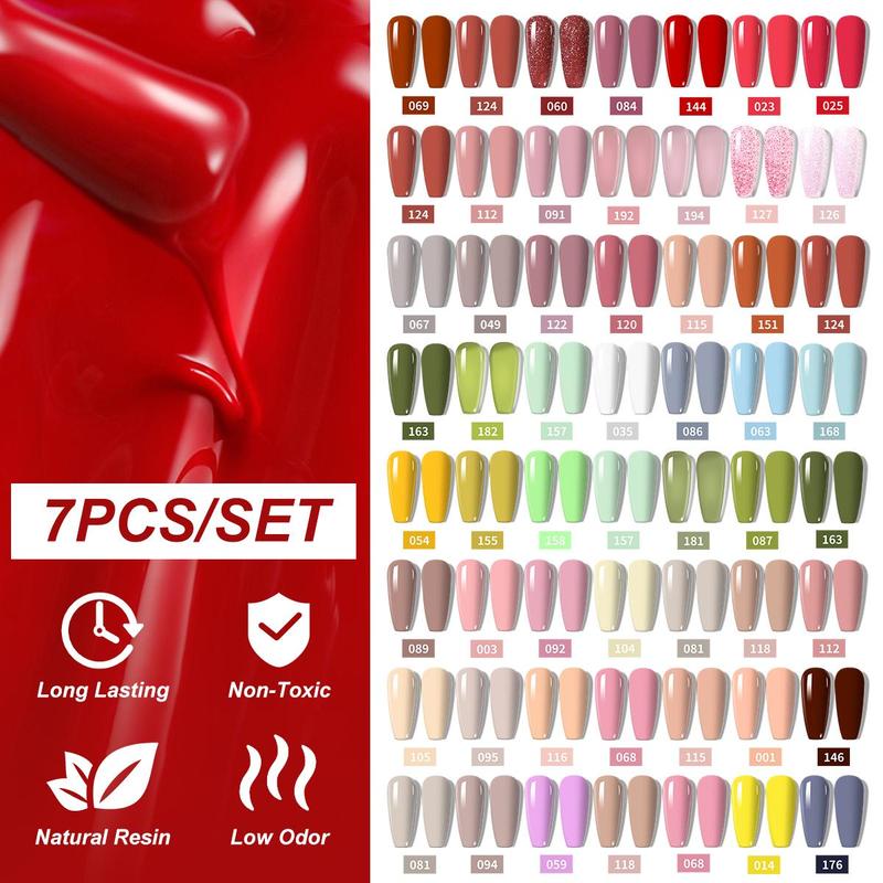 Product Introduction of 7 Color Gel Polish Set, 8ML/bottle Semi-permanent Soak Off Nail Gel, High Gloss & Nail Strengthening Works with UV/LED Lamp, Salon & Home Manicure Kit 2